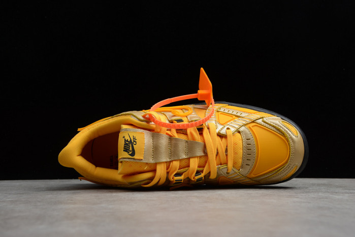 OW x Nike Air Rubber Dunk “University Gold” CU6015-700