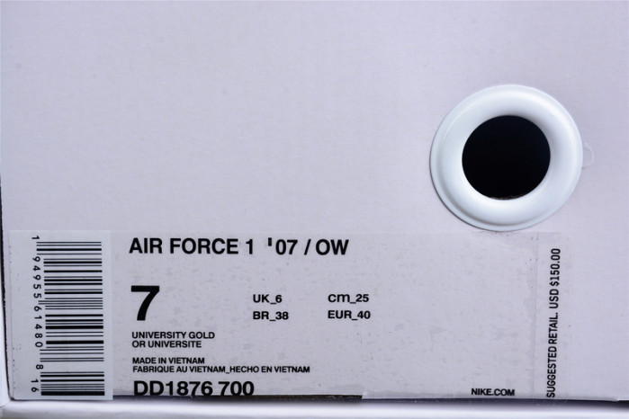 Nike Air Force 1 Low OW University Gold DD1876-100