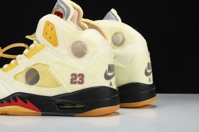 OW x Air Jordan 5 Sail Red DH8565-100