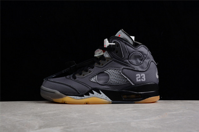 OW Air Jordan 5 SP Black Muslin Fire Red CT8480-001